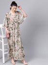 Pista Green Floral Cape Maxi