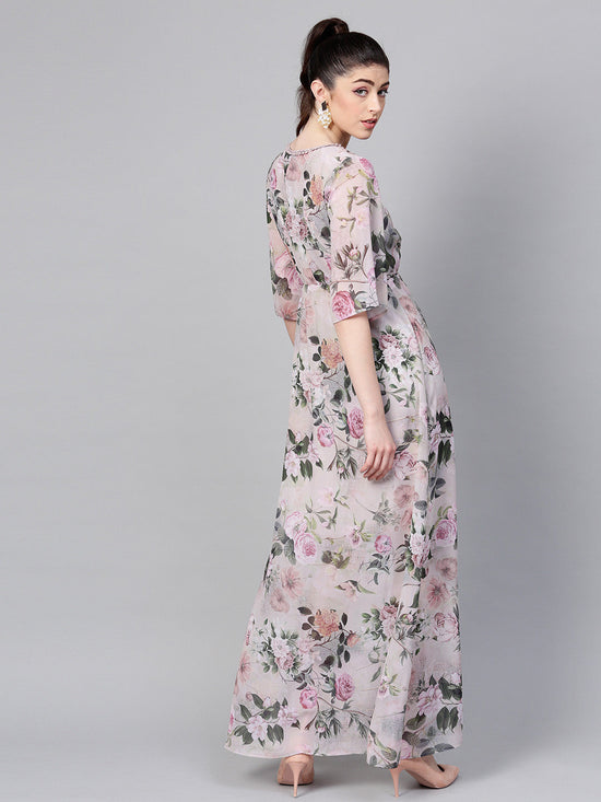 Pista Green Floral V-Neck Maxi