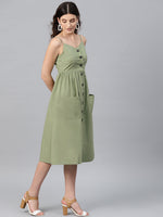 Olive Front Open Strappy Dress