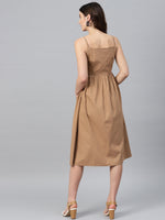 Brown Front Open Strappy Dress