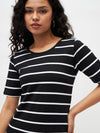 Women Black White Stripe Maxi