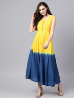 Yellow & Navy Ombre Flared Maxi