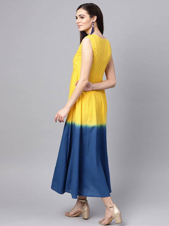 Yellow & Navy Ombre Flared Maxi