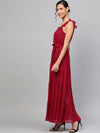 Red Strappy Frill Tiered Maxi