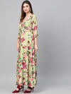 Green Floral Flared Maxi Dress