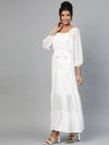 White Square Neck Tiered Maxi Dress