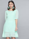 Mint Green Dobby Frill Hem Short Dress