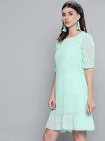 Mint Green Dobby Frill Hem Short Dress