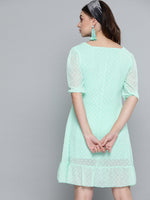 Mint Green Dobby Frill Hem Short Dress