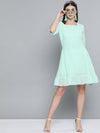 Mint Green Dobby Frill Hem Short Dress