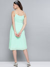 Mint Green Dobby Strappy Belted Midi Dress