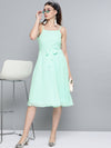 Mint Green Dobby Strappy Belted Midi Dress