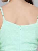 Mint Green Dobby Strappy Belted Midi Dress