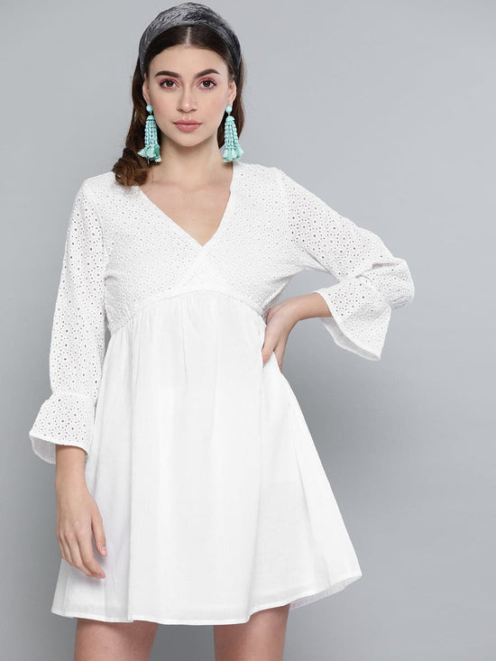 White Schiffli Shift Dress