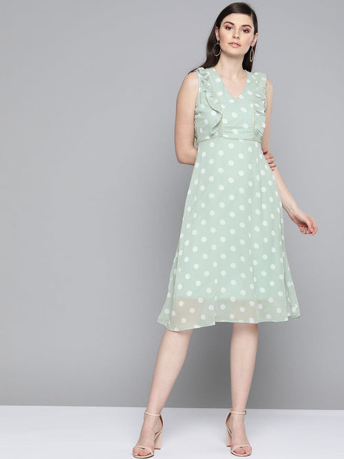 Olive Polka Dot Midi Dress