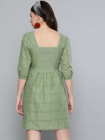 Olive Schiffli Smocking Skater Dress