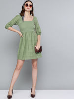 Olive Schiffli Smocking Skater Dress