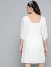 White Schiffli Smocking Skater Dress