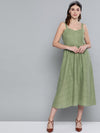 Olive Schiffli Front Button Strappy Dress