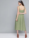 Olive Schiffli Front Button Strappy Dress