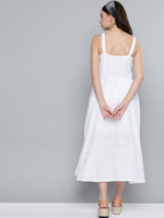 White Schiffli Front Button Strappy Dress