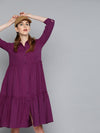 Purple Front Open Tiered Dress