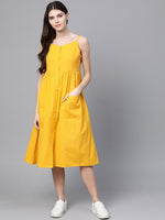 Yellow Front Open Strappy Dress