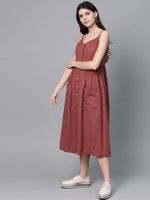 Burgundy Button Strappy Midi