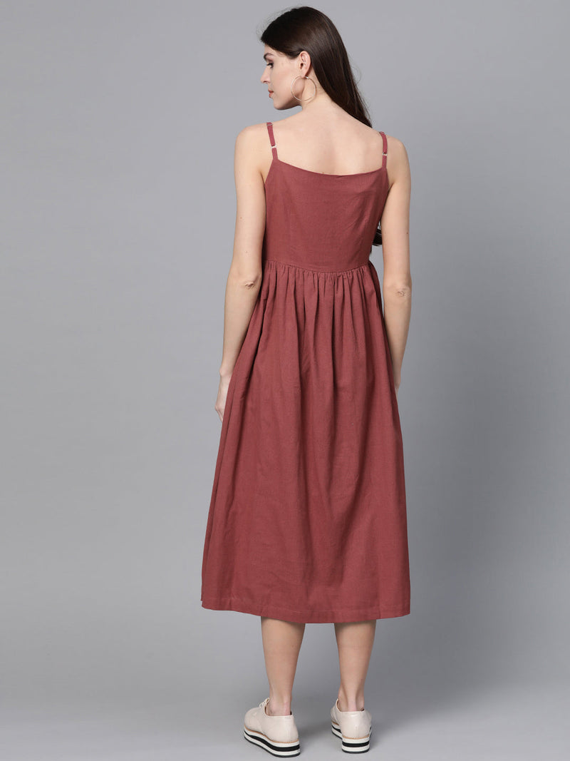 Wholesale Burgundy Button Strappy Midi – Tradyl