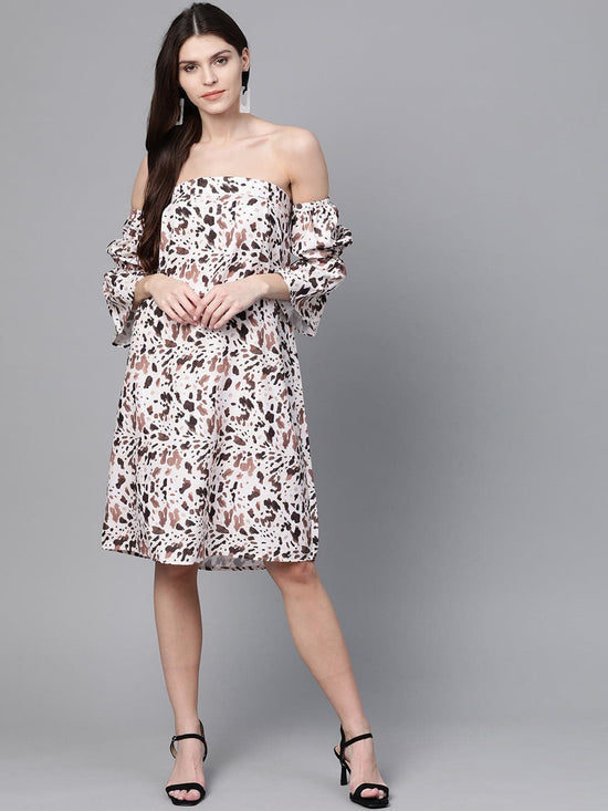 Off White Leopard Bardot Shift Dress