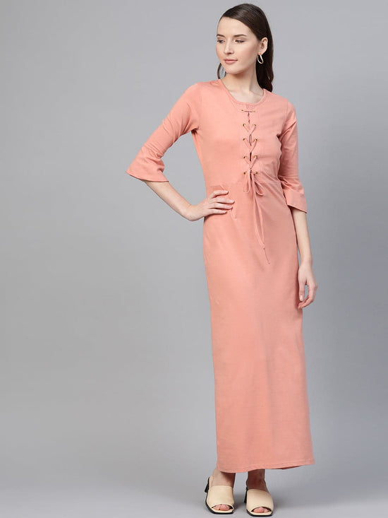 Peach Front Criss Cross Detail Maxi