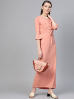 Peach Front Criss Cross Detail Maxi