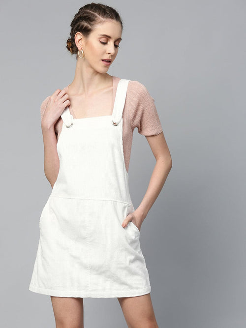 White Corduroy Pinafore Dress