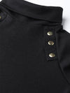 Black Rib Metal Button Detail Shift Dress