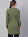 Olive Waterfall Shrug With PU Tie belt