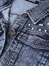 Blue Denim Pearl Studded Jacket