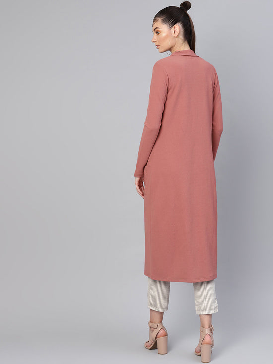 Pink Pocket Detail Longline Shrug