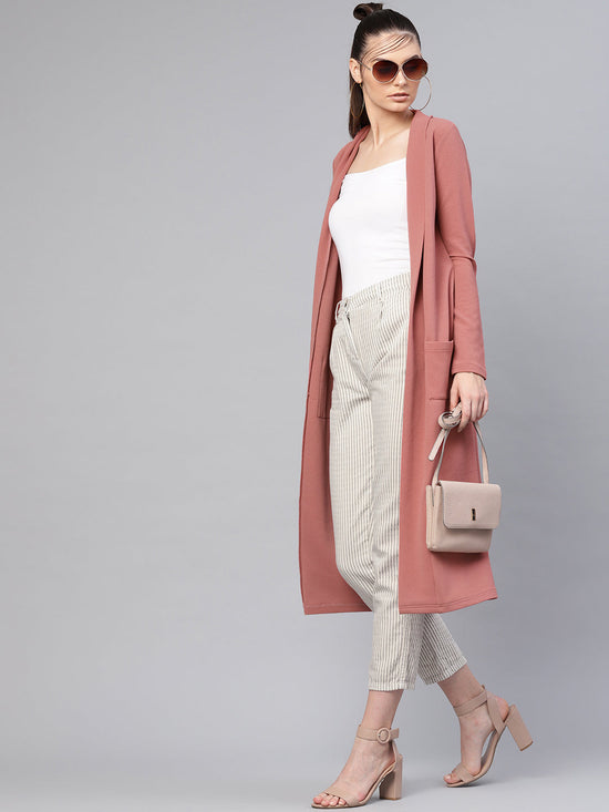 Pink Pocket Detail Longline Shrug