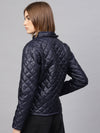 Navy Quilted Hooded Puffer Jacket