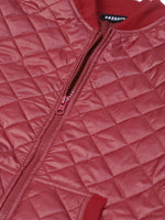 Burgundy Quilted Bomber Jacket