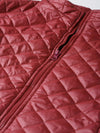 Burgundy Quilted Jacket With Zip On Sleeves