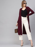 Burgundy Rib Longline Shrug