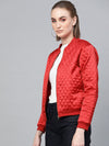 Red Quilting Bomber Jacket