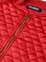 Red Quilting Bomber Jacket