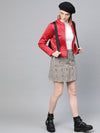 Red Front Open Quilted Jacket