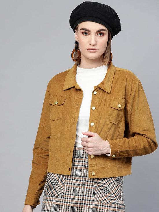 Brown Corduroy Bomber Jacket