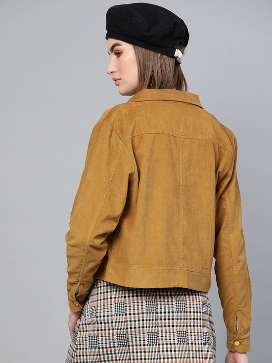 Brown Corduroy Bomber Jacket