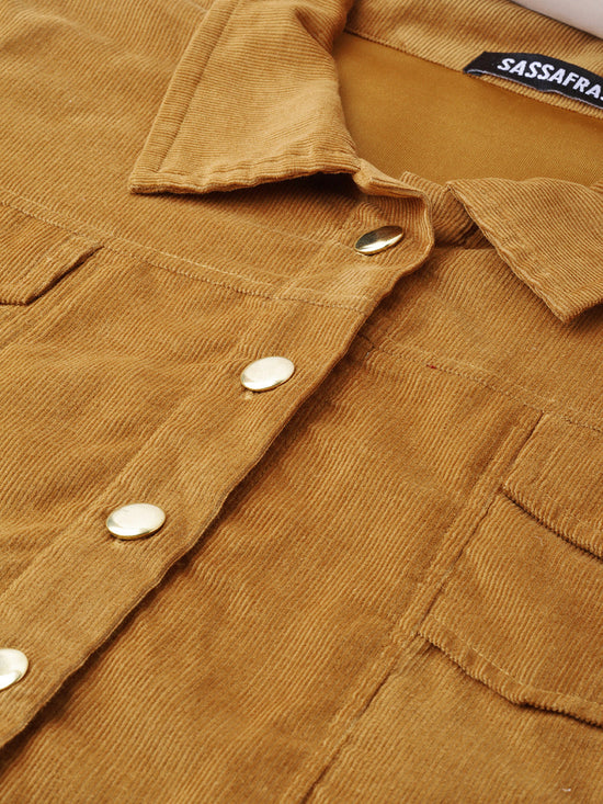 Brown Corduroy Bomber Jacket