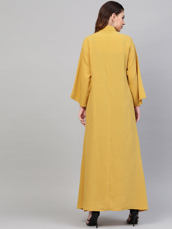 Mustard Button Placket Longline Shrug