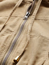 Beige Hooded Boxy Corduroy Crop Jacket